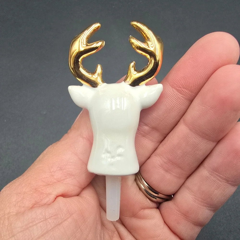 Nora Fleming Oh Deer Mini Stag Head White Gold Antlers Ceramic Retired Holiday